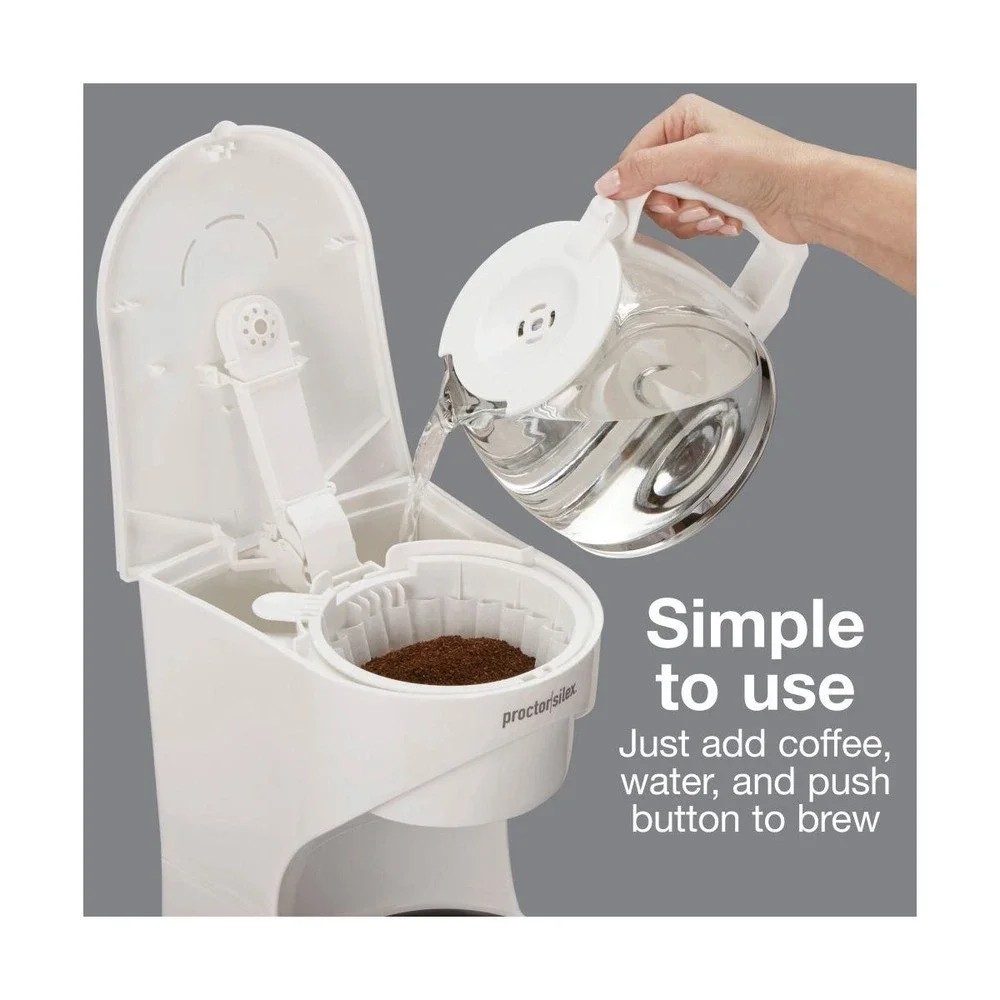 Proctor Silex 4 Cup Coffee Maker White New Auto Pause & Pour 48138